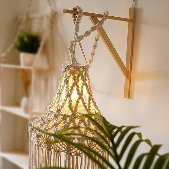 Macrame Hanging Lampshade For Home 30 inches - Leechoo